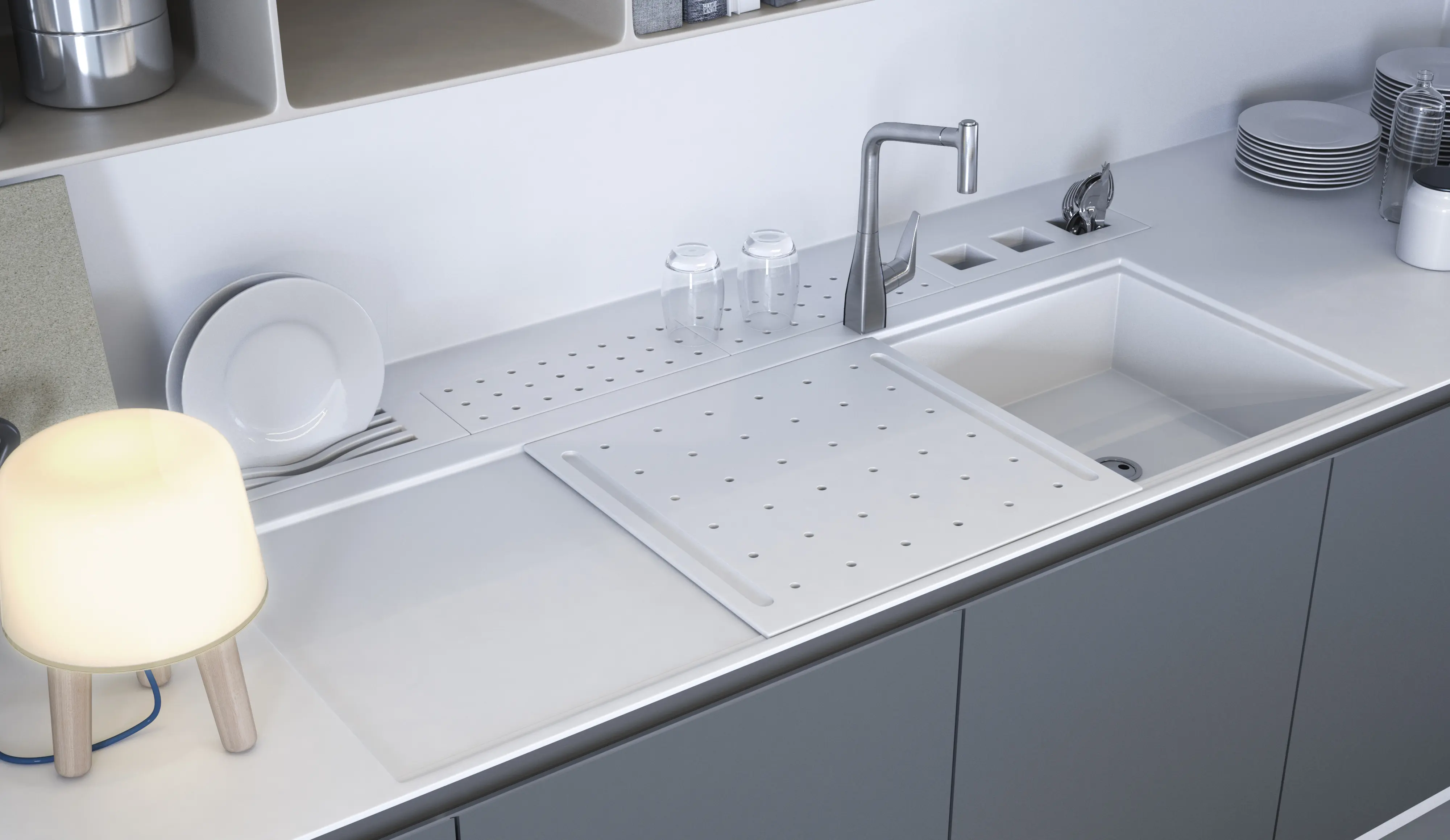 CGI Room sets Kitchen Sink with Dishes