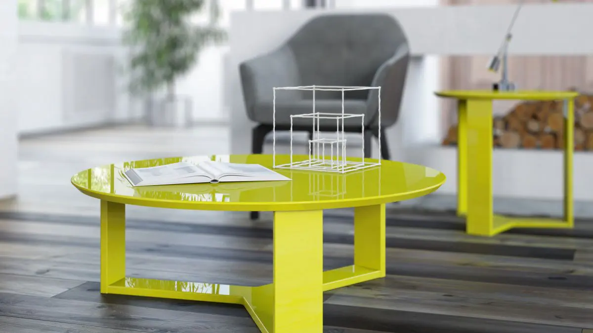 3D CGI Room Set Living Room Yellow Table